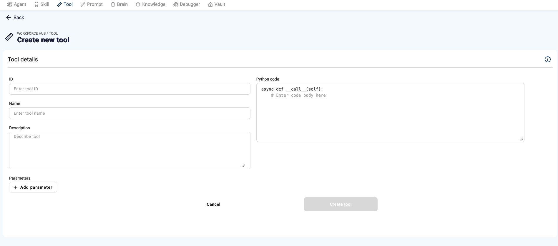 Tools Studio UI
