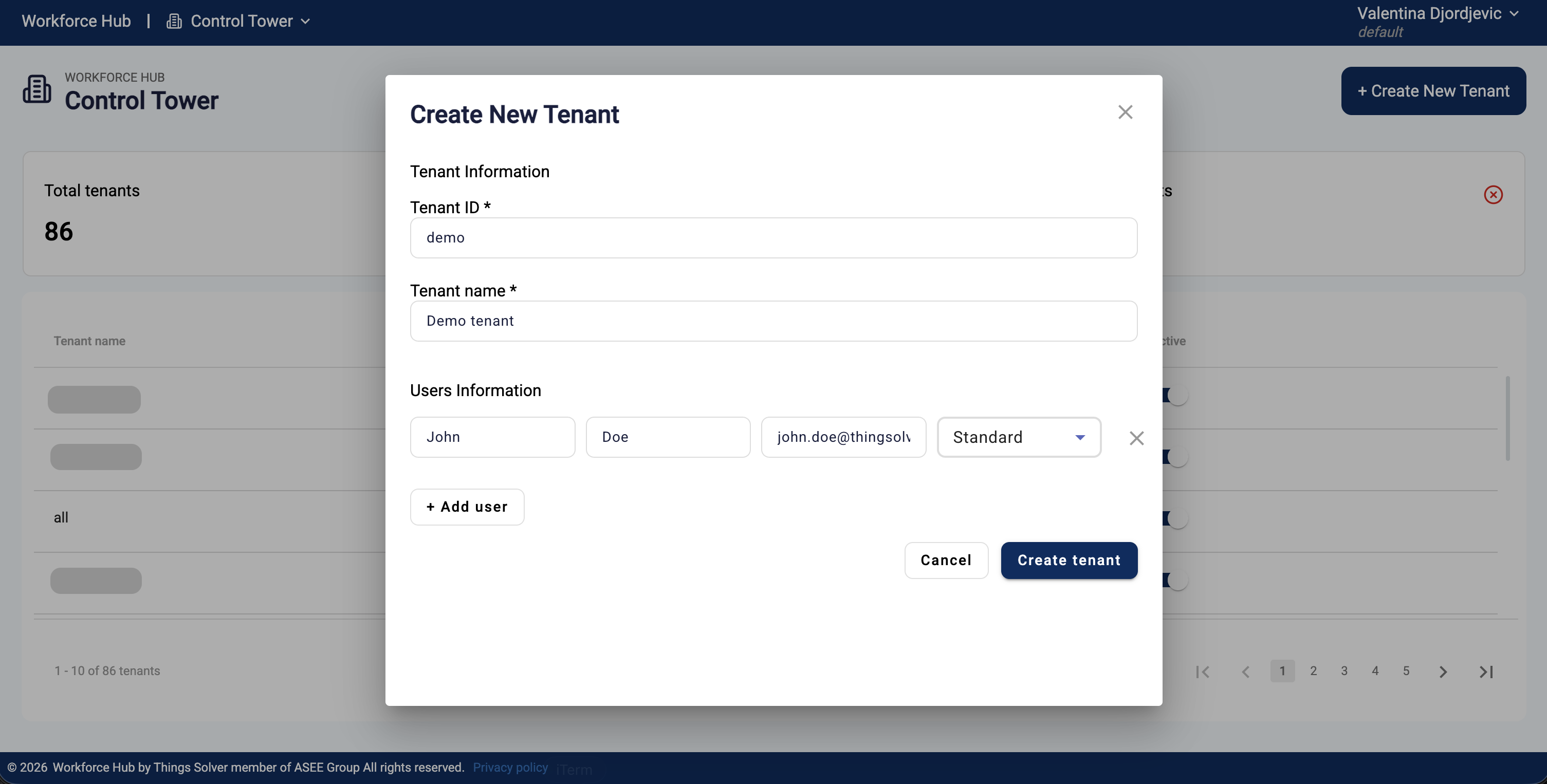 Control Tower: Tenant Management