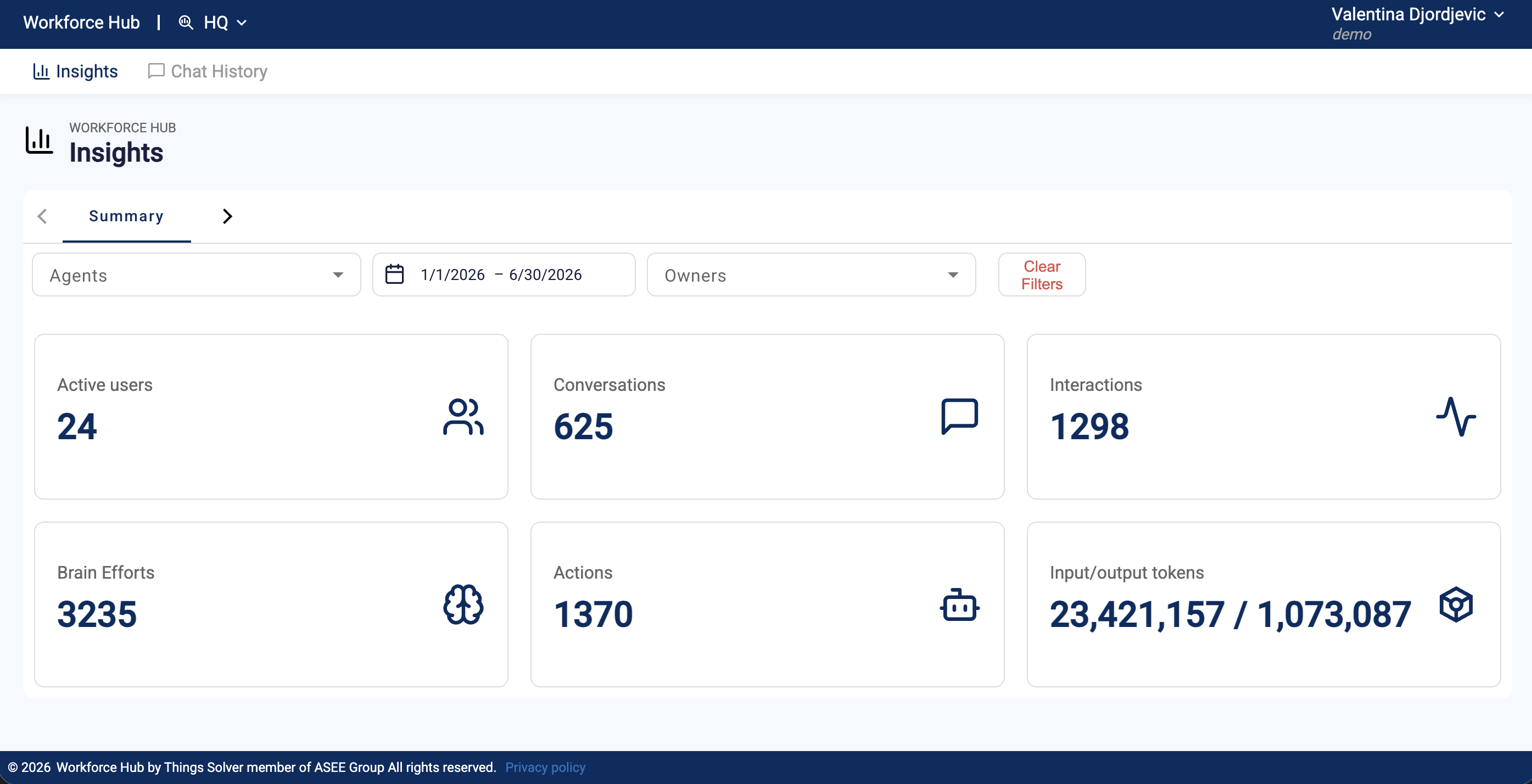 Insights dashboard screenshot